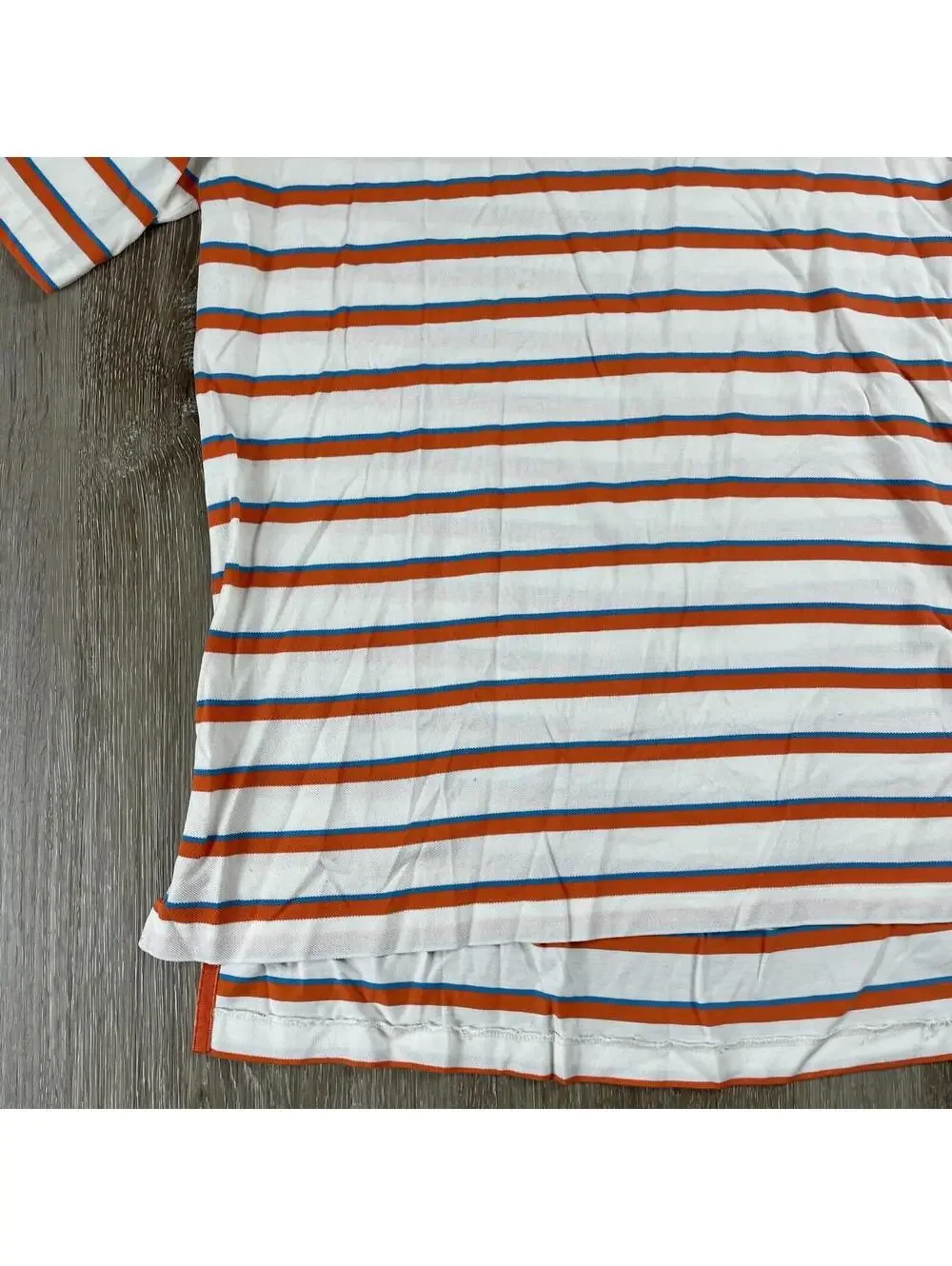 POLO GOLF Ralph Lauren Shirt Men's Medium Orange Blue Stripe Pima Cotton Logo